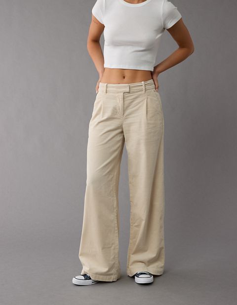 Женские брюки American Eagle AE Stretch Corduroy High-Waisted Wide-Leg Trouser