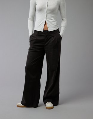 AE Stretch Linen-Blend High-Waisted Wide-Leg Trouser