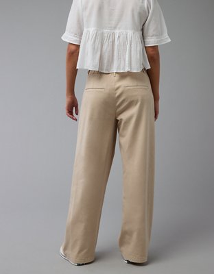 AE Stretch Linen-Blend High-Waisted Wide-Leg Trouser