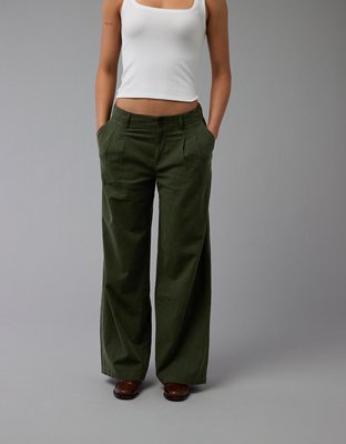 AE Stretch Linen-Blend High-Waisted Wide-Leg Trouser