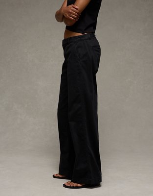 AE Stretch Low-Rise Wide-Leg Khaki Pant