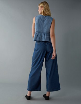 AE Stretch Super High-Waisted Ultra Wide-Leg Ankle Trouser