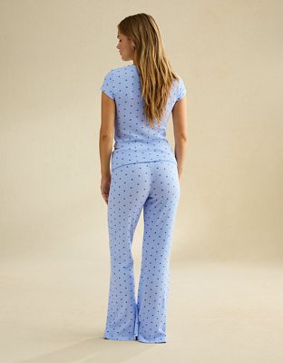 パンツ igusa 193 Star dot lace pants (sky blue) AE Luxe Plush Waffle Foldover Flare Pant | American Eagle