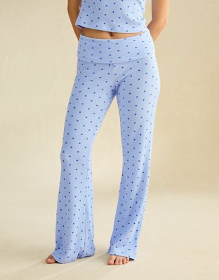 パンツ igusa 193 Star dot lace pants (sky blue) AE Luxe Plush Waffle Foldover Flare Pant | American Eagle