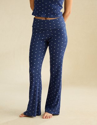 Pantalon évasé à rabat gaufré pelucheux luxueux AE