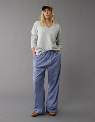 Pantalon de pyjama tissé à jambe large pour femmes AE
