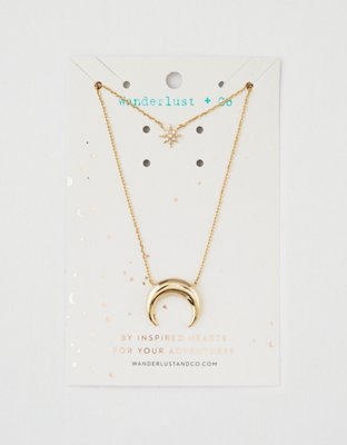 American Eagle Wanderlust & Co. Crescent & Star Gold Layering Necklace — фото 3