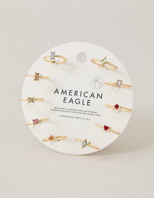 Женские кольца American Eagle AEO Delicate Gem 10-Pack, цвет: Золотой — фото 2