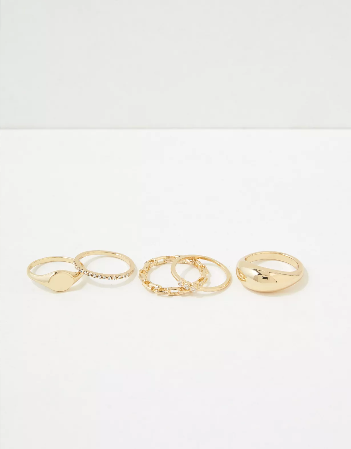 AE Gold + Pavee Rings 5-Pack