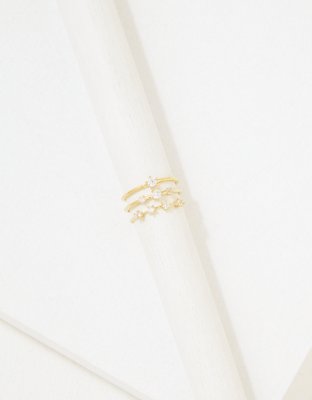 American Eagle AE Demi-Fine 14K Gold Stone Ring 3-Pack — фото 3