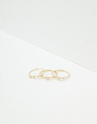 American Eagle AE Demi-Fine 14K Gold Stone Ring 3-Pack — фото 2