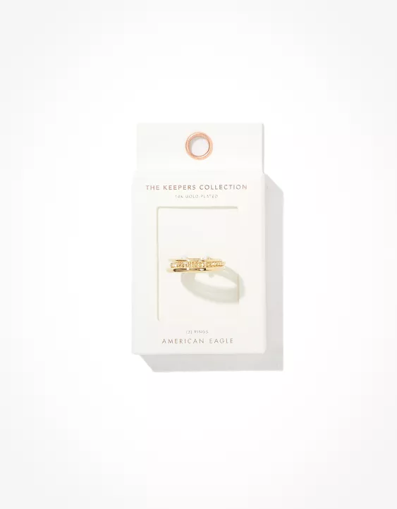 AE Keepers Collection 14K Gold Plated Simple Ring 3-Pack