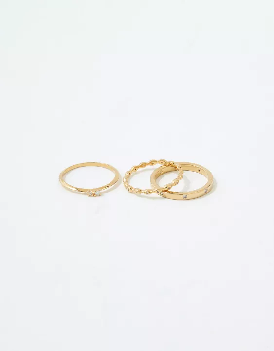 AE Keepers Collection 14K Gold Plated Ring 3-Pack
