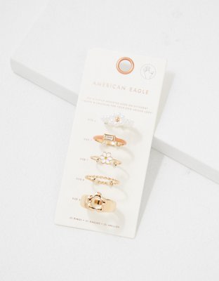 American Eagle AEO Daisy Orange Pearl Ring 5-Pack — фото 2