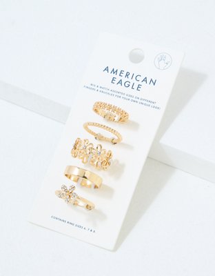 AEO Gold Floral Ring 5-Pack