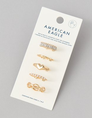 AEO Pearl & Crystal Ring 5-Pack