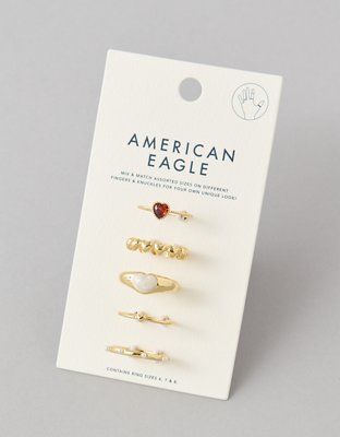 AEO Red Heart Ring Set 5-Pack