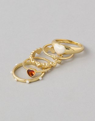 AEO Red Heart Ring Set 5-Pack