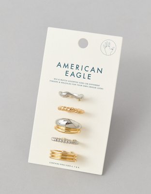 American Eagle AEO Mixed Metal Rings 5-Pack — фото 2