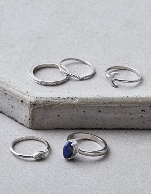 American Eagle AEO Silver And Sodalite Statement Ring 5-Pack — фото 2