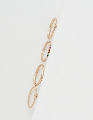 American Eagle AEO Gold Rainbow Rings 4-Pack — фото 2