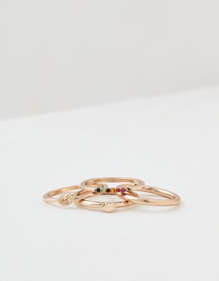 AEO Gold Rainbow Rings 4-Pack