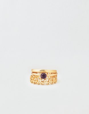AEO Fluorite Gold Rings 3-Pack