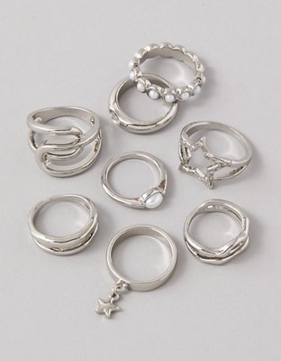 AE Silver Rings 8-Pack