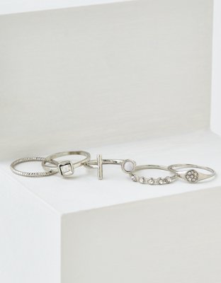 American Eagle AEO Silver Luster Rings 5-Pack — фото 2