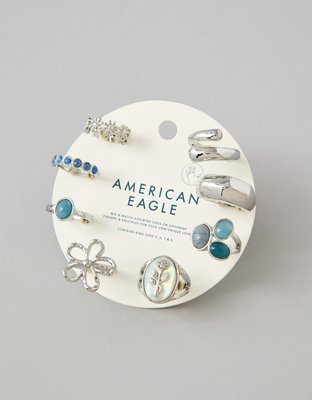 AE Silver-Finish Rings 8-Pack