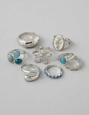 AE Silver-Finish Rings 8-Pack