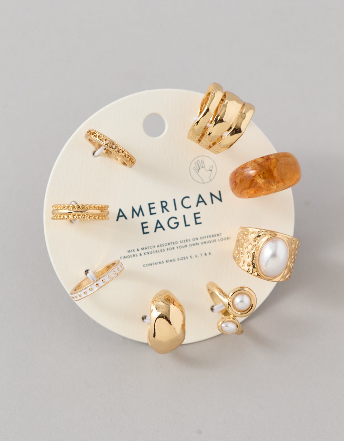 AE Pearl & Resin Rings 8-Pack - image 2