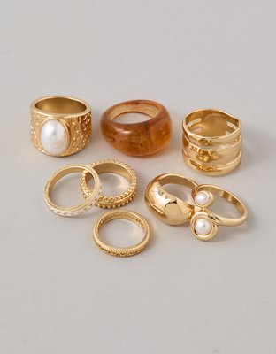 AE Pearl & Resin Rings 8-Pack