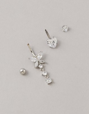 AE Cubic Zirconia Belly Rings 2-Pack