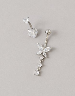 AE Cubic Zirconia Belly Rings 2-Pack