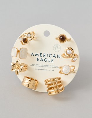 Женские кольца American Eagle AE Floral 8-Pack, цвет: Коричневый — фото 2