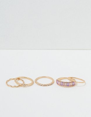 Женские аксессуары American Eagle AEO Baguette Rings 5-Pack — фото 2