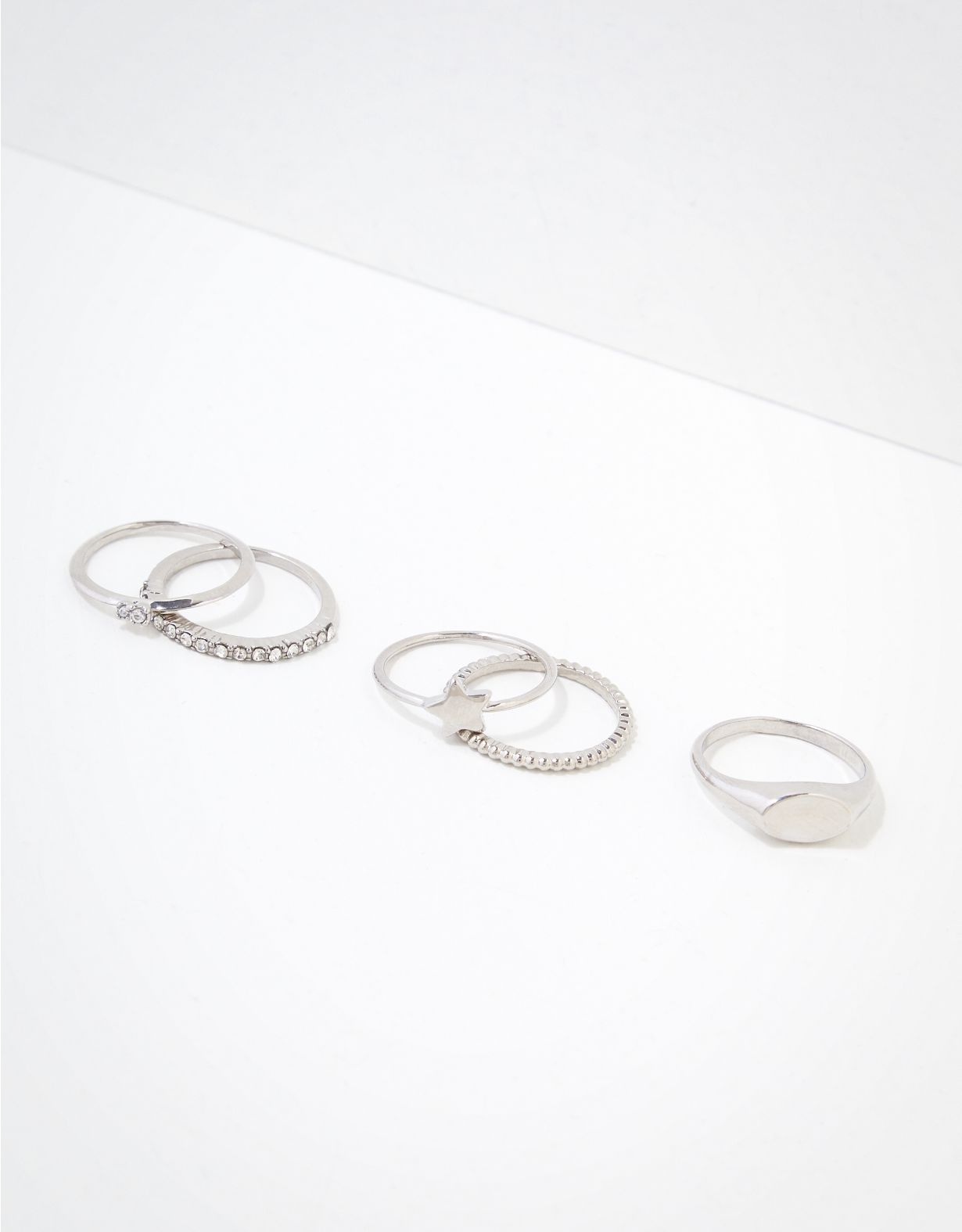 AEO Silver Star Rings 5-Pack