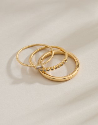AE Keepers Collection 14K Gold Plated Ring 3-Pack
