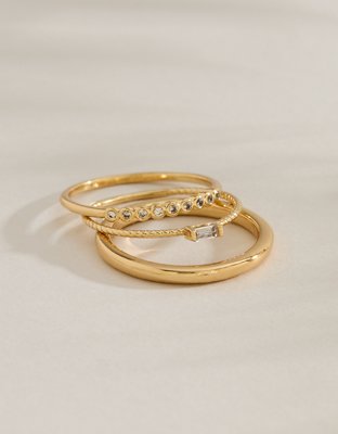 AE Keepers Collection 14K Gold Plated Ring 3-Pack