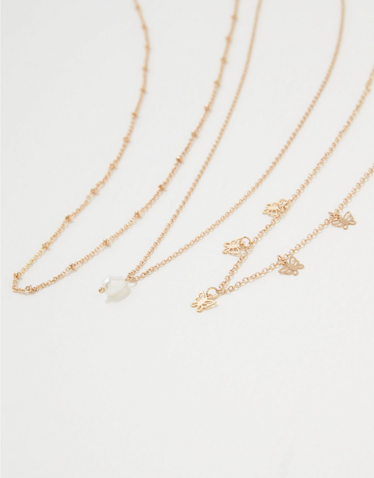 AEO Pearl + Butterfly Necklaces 3-Pack