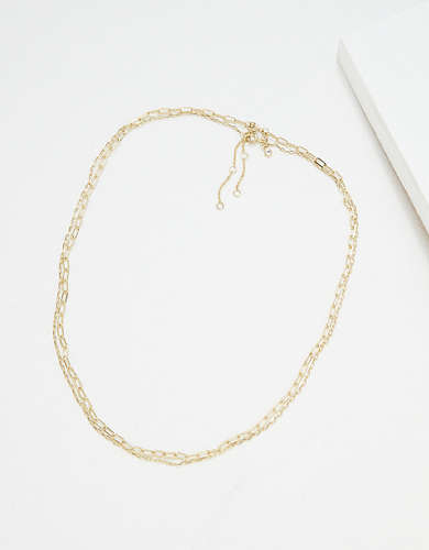 AE The Keeper's Collection 14K Gold Paperclip Necklace 2-Pack