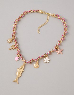 AE Mixed Material Charm Necklace