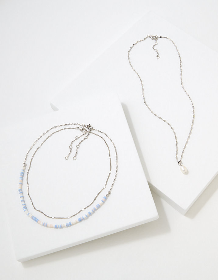 AEO Puka & Pearl Necklace 3-Pack