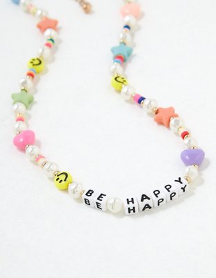 American Eagle Little Words Project Be Happy Beaded Choker Necklace — фото 2