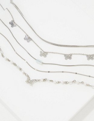 American Eagle AEO Silver Butterfly Choker Necklace 5-Pack — фото 2