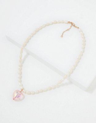 AEO Pearl  Heart Beaded Necklace