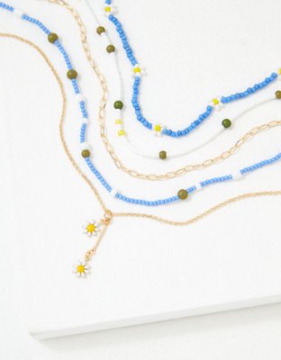 American Eagle AEO Blue Daisy Beaded Necklace 5-Pack — фото 2