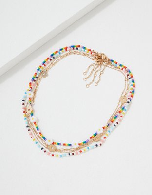 American Eagle AEO Pride Rainbow Beaded Daisy Choker 4-Pack — фото 2