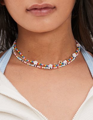 AEO Pride Rainbow Beaded Daisy Choker 4-Pack